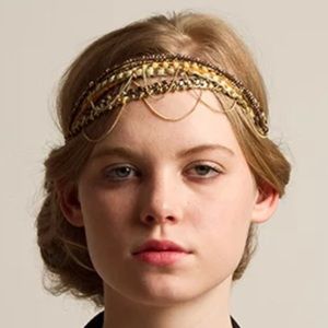 Used Maison Michel bead and metal chain headband